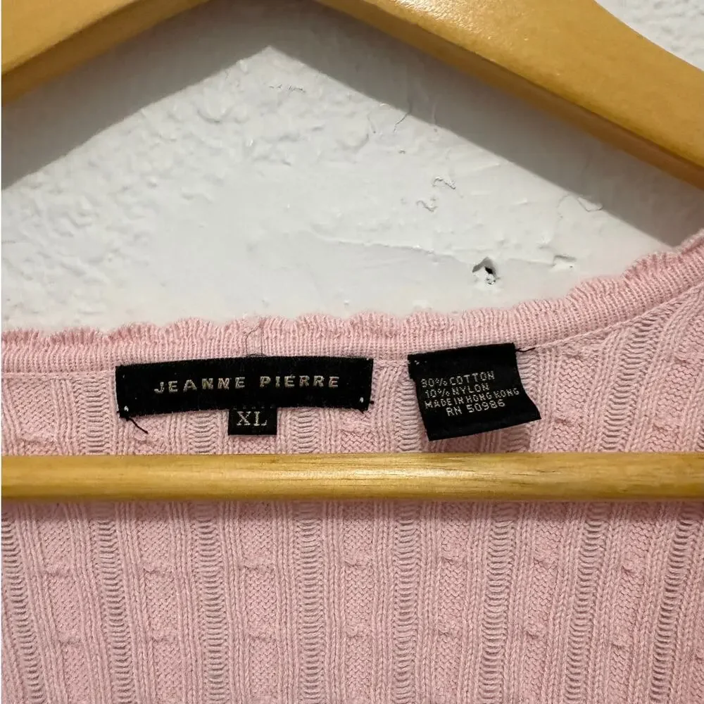 Vintage Pink Knit Cardigan Cottage Fairy Ballet Ruffle Feminine Girly Baby Pink